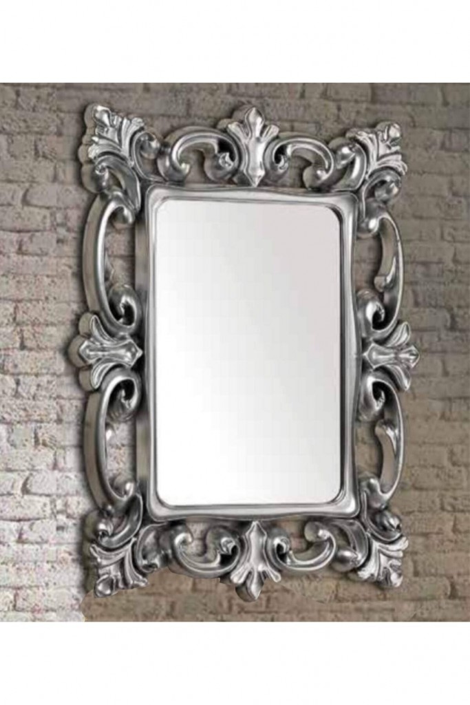Gümüş Yaldız 58X77Cm Dev Büyük Banyo Salon Koridor Yatak Odası Etajer Kolon Duvar Antre Boy Aynası