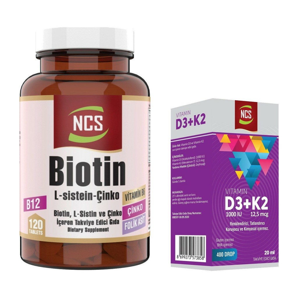 Ncs Biotin Çinko Vitamin B 120 Tablet + Ncs Vitamin D3 K2 Damla