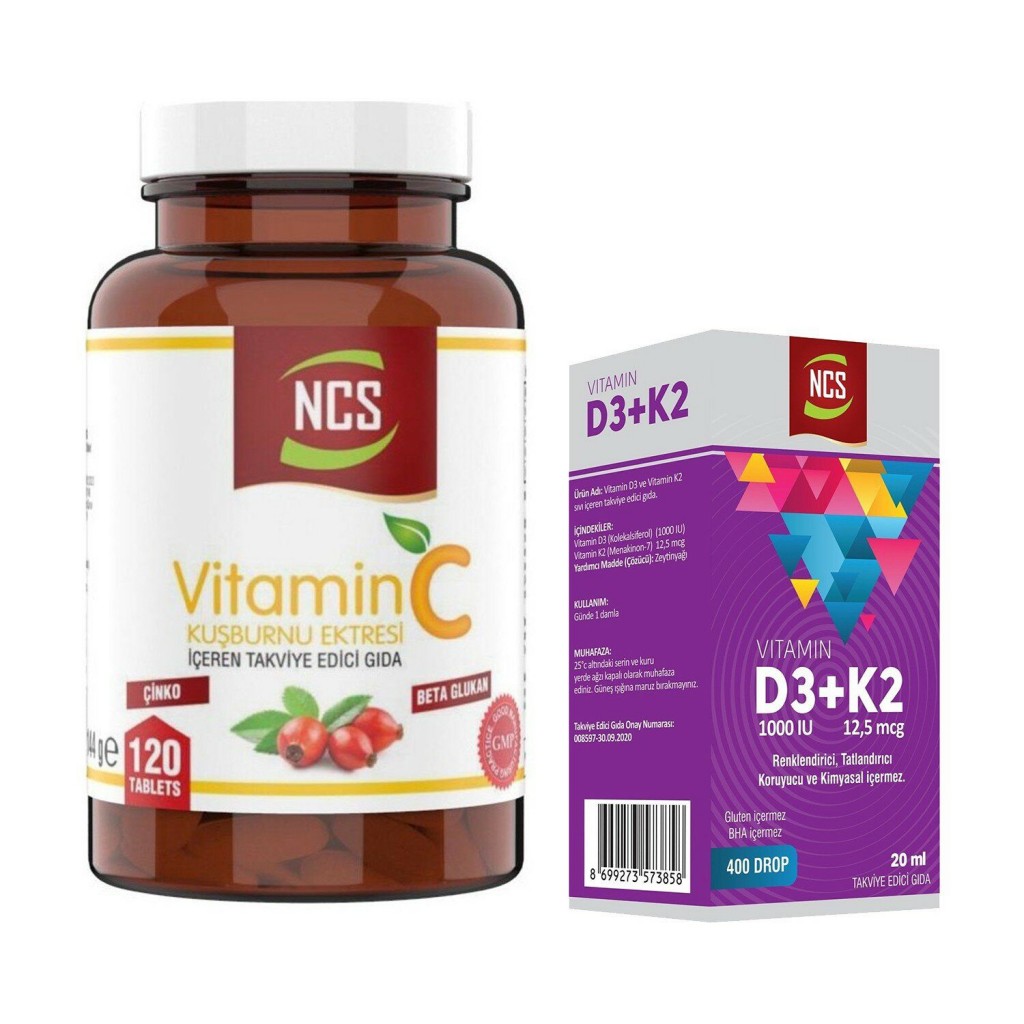 Ncs Vitamin C Kuşburnu 120 Tablet + Ncs Vitamin D3 K2 Damla