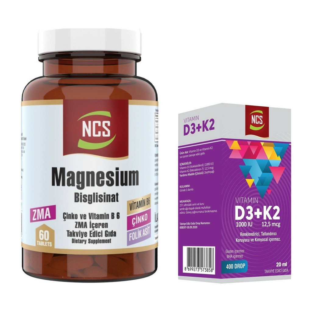 Ncs Zma Magnesium Çinko Vitamin 60 Tablet + Ncs Vitamin D3 K2