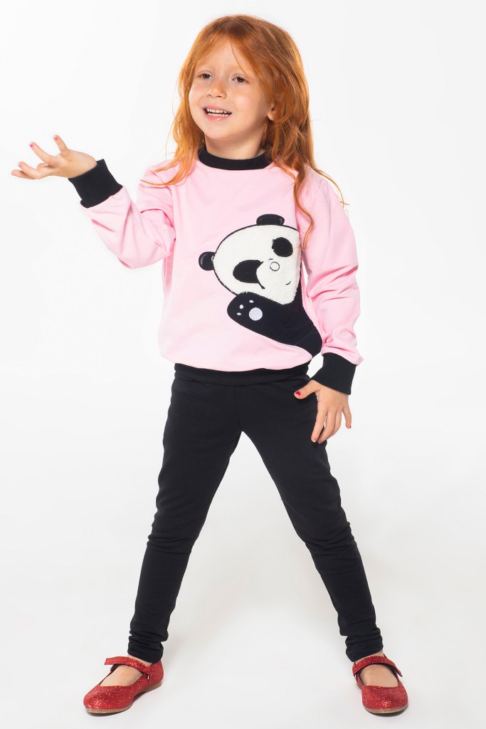 Hi Panda Kız Çocuk Sweatshirt Tayt Alt Üst Takım Znk-Ss-082