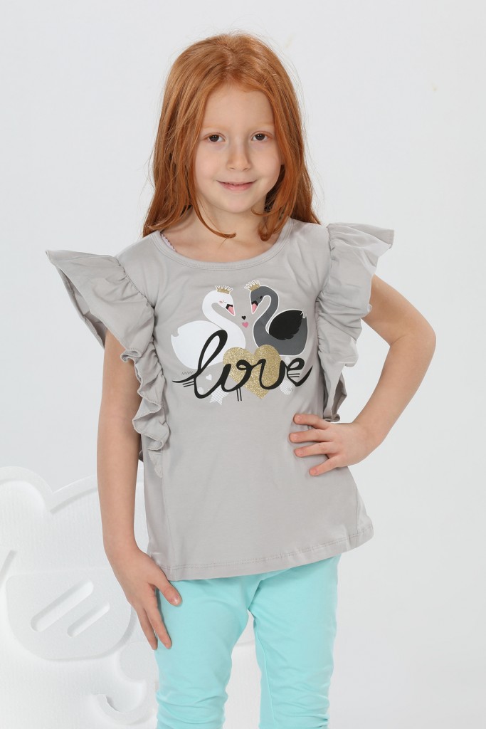 Love Fırfırlı Bluz Kız Çocuk Bluz Zn-Ss-149