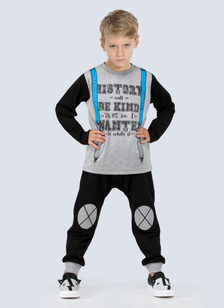 Askı Desenli Erkek Çocuk Pantolon Tshirt Alt Üst Takım Lp-22Win-043