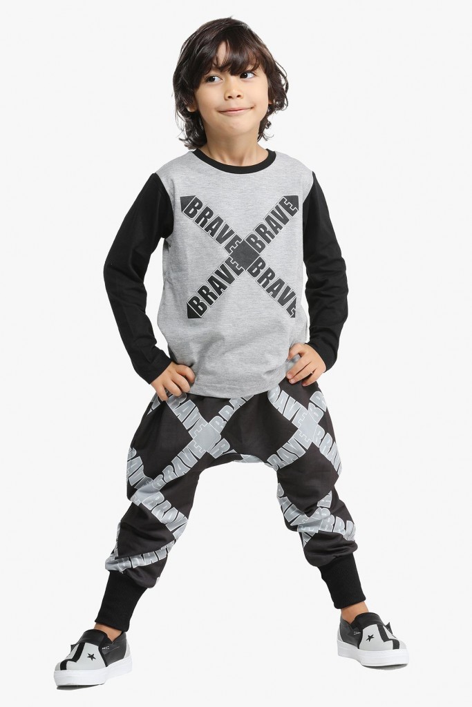 Brave Hip Hop Erkek Çocuk Pantolon Tshirt Alt Üst Takım Lp-22Win-046