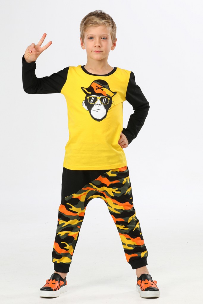 Camo Pirate Harem Pantolon+T-Shirt Takım Lp-21A1-039