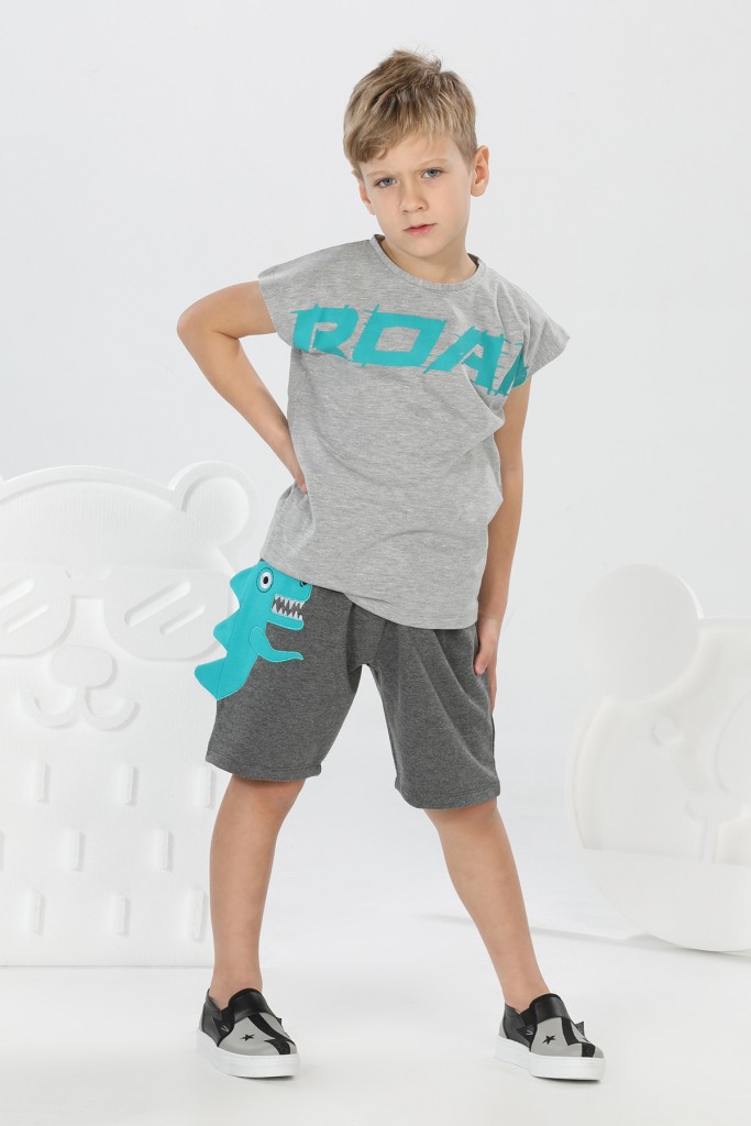 Roar 3D Erkek Çocuk Şort Alt Üst Takım Lpy-21Y1-030