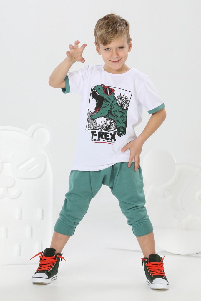 T-Rex Erkek Çocuk Kapri Tshirt Alt Üst Takım Lpy-21-021