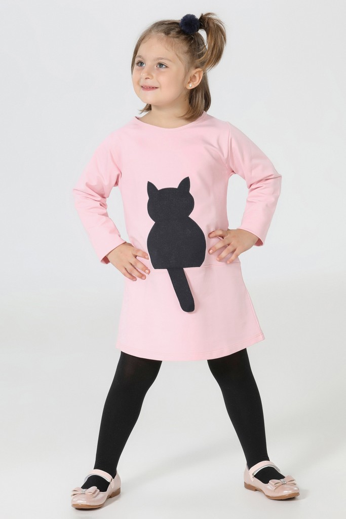 Kedim Pembe Kız Çocuk Elbise Zn-Ss-177