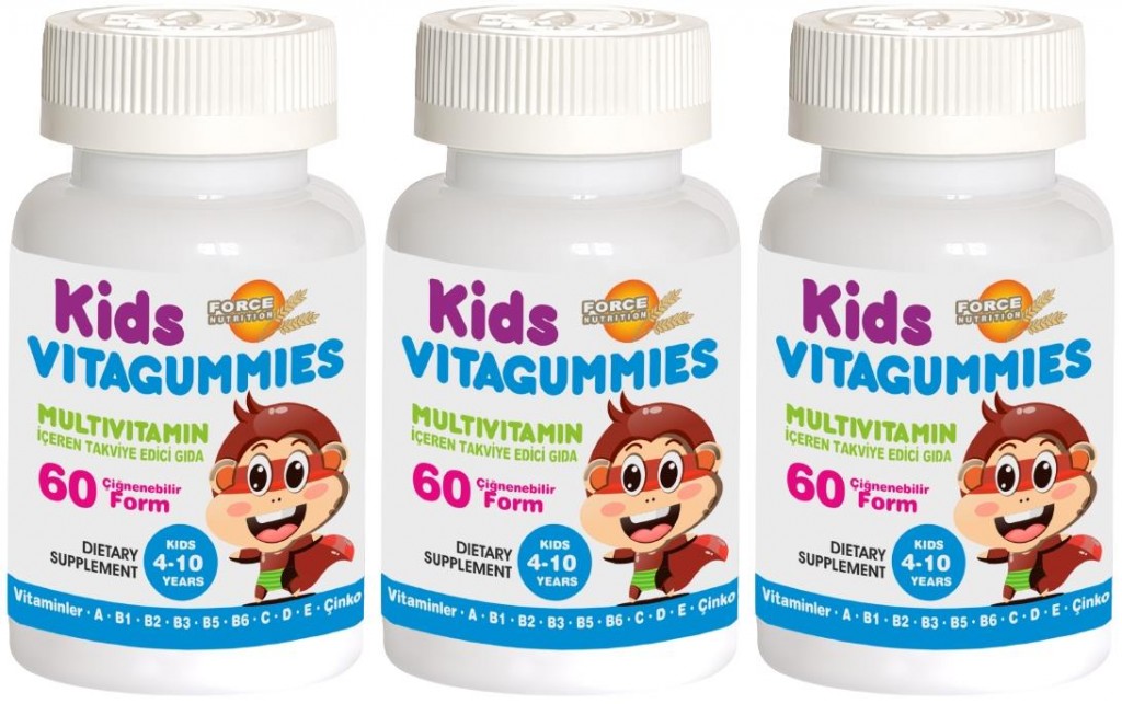 Force Nutrition Kids Vitagummies 4-10 Yaş Çoçuk Multivitamin 3X60 Çignenebilir Form