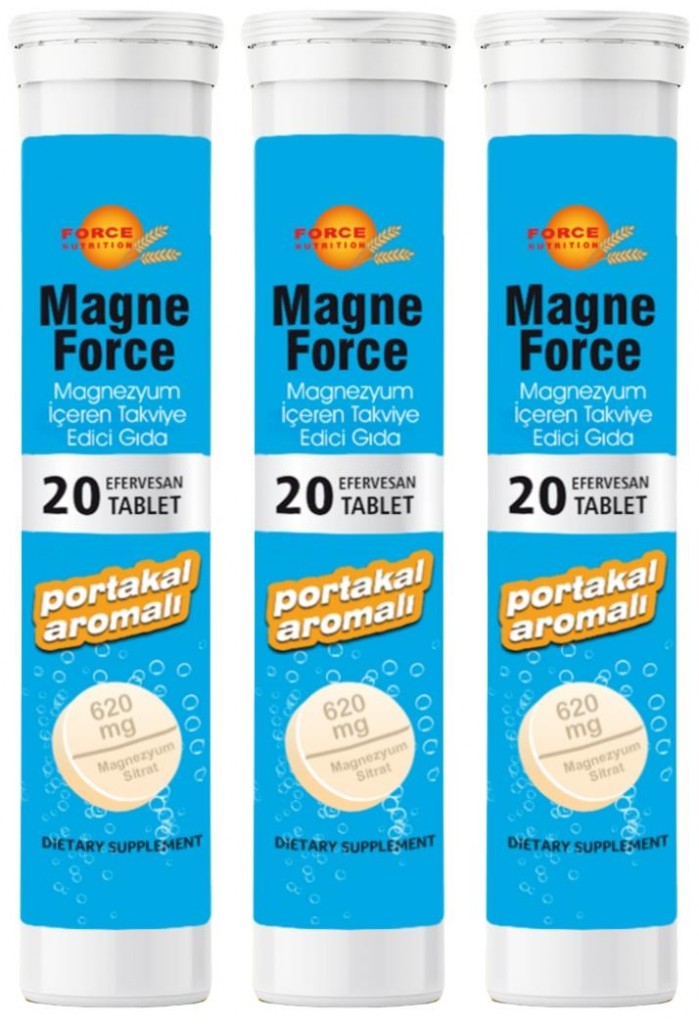 Force Nutrition Magne Force Magnezyum Sitrat 3X20 Efervesan Tablet Portakal Aromalı Magnesium Citrate