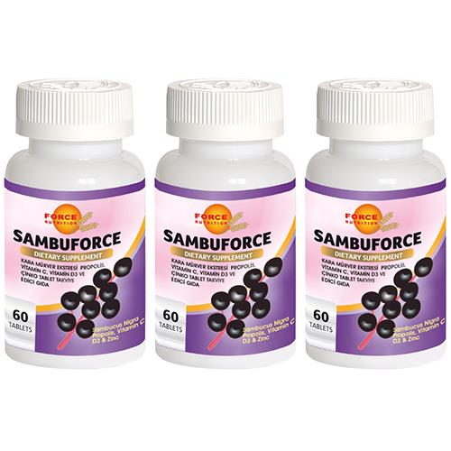 Force Nutrition Sambuforce 3X60 Tablet Black Eldenberry Propolis Vitamin C D3 Zinc