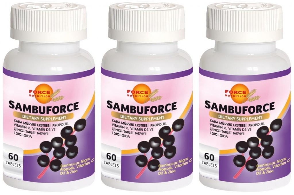 Force Nutrition Sambuforce 3X60 Tablet Kara Mürver Propolis Vitamin C Vitamin D3 Çinko