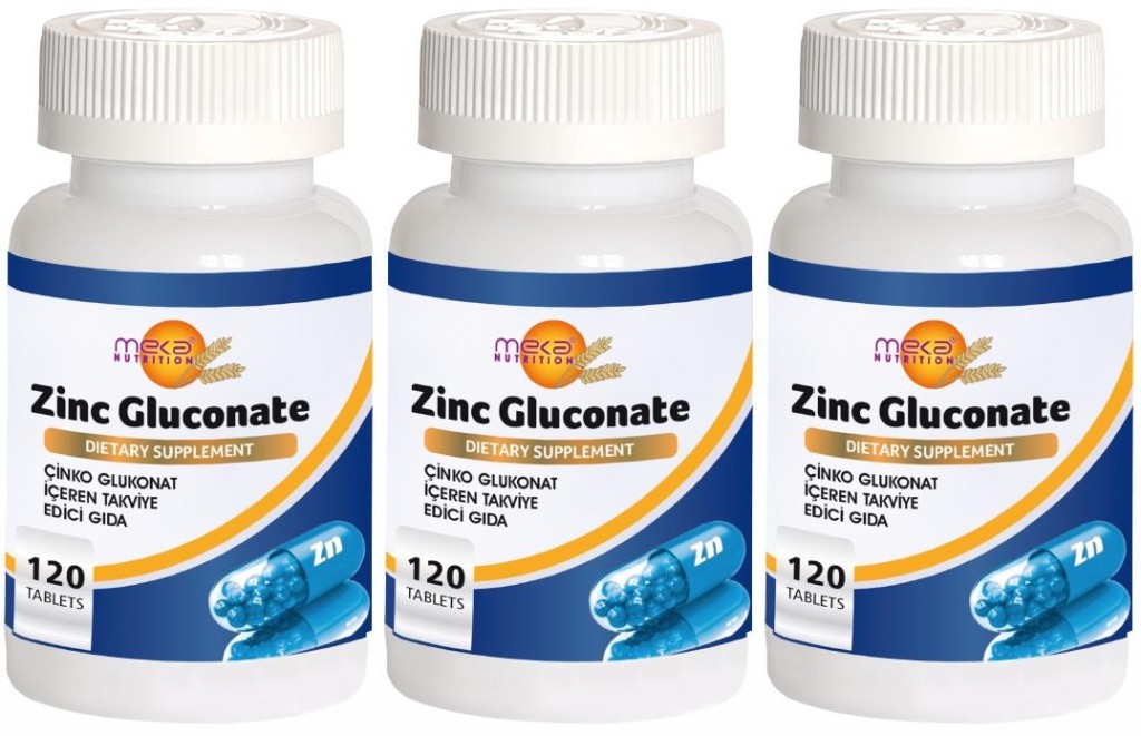 Meka Nutrition Zinc Gluconate 3X120 Tablet Çinko Glukonat