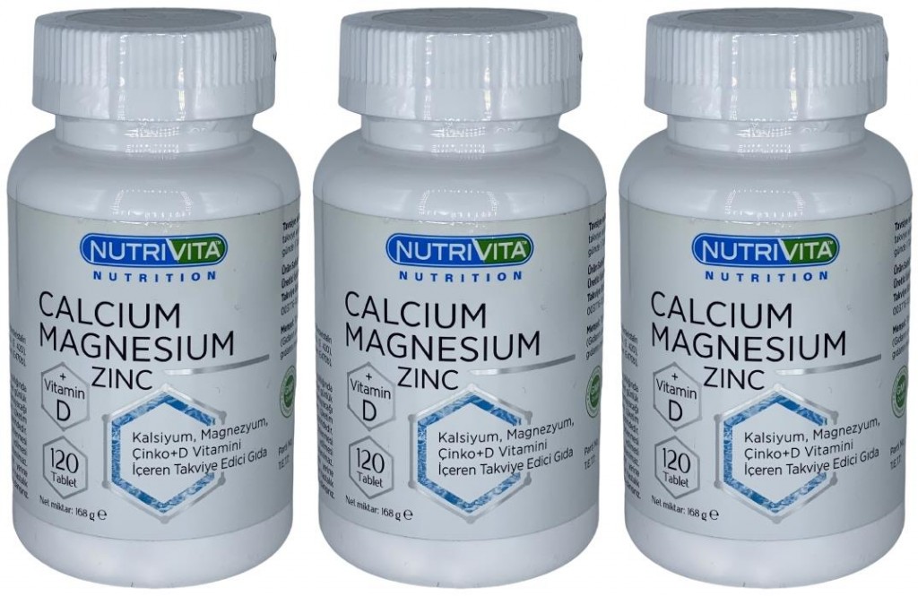 Nutrivita Nutrition Calcium Magnesium Zinc Vitamin D Vitamini 3X120 Tablet Kalsiyum Magnezyum Çinko