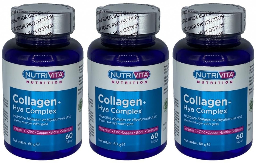 Nutrivita Nutrition Collagen Hya Complex 3X60 Tablet Kolajen Hyaluronik Asit Kompleks