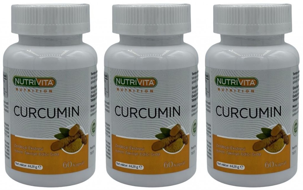 Nutrivita Nutrition Curcumin 3X60 Kapsül Zerdeçal Ekstresi Kurkumin Piperin