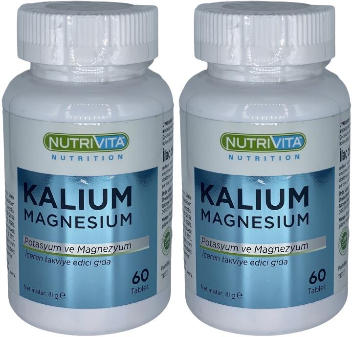 Nutrivita Nutrition Kalium Magnesium 2X60 Tablet Potasyum Magnezyum Çinko Demir Vitamin B6 B12 Iron