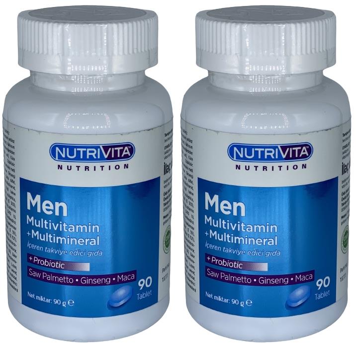 Nutrivita Nutrition Men Multivitamin Multimineral 2X90 Tablet Probiotic Saw Palmetto Ginseng Maca