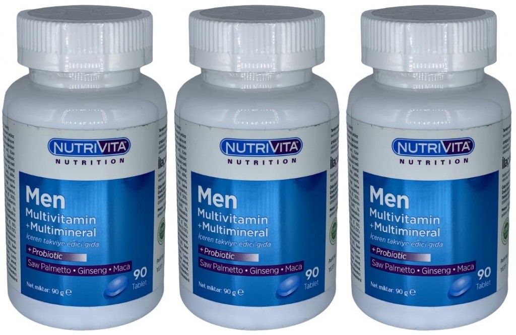 Nutrivita Nutrition Men Multivitamin Multimineral 3X90 Tablet Probiotic Saw Palmetto Ginseng Maca