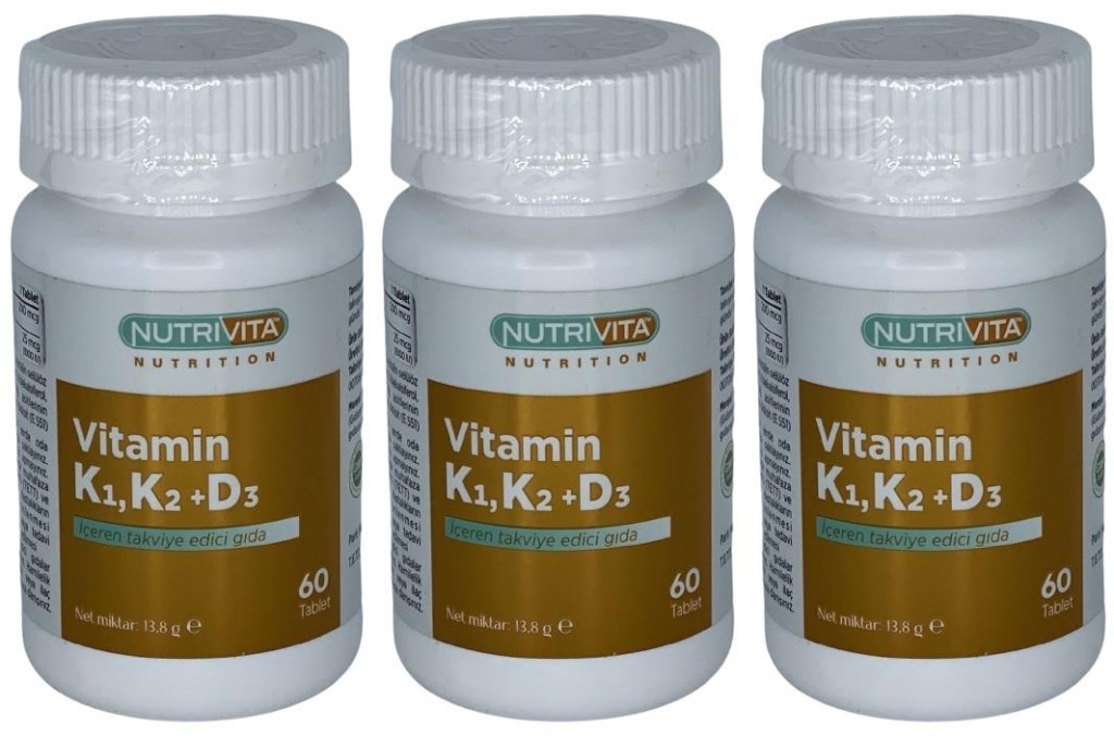 Nutrivita Nutrition Vitamin K1 Vitamin K2 Vitamin D3 Vitamini 3X60 Tablet