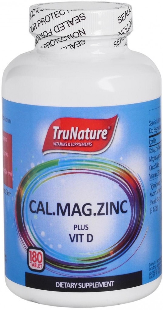 Trunature Calcium Magnesium Zinc Plus Vitamin D Vitamini 180 Tablet