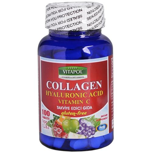 Vitapol Hidrolize Kolajen Hyaluronik Asit C Vitamini 100 Tablet Hydrolyzed Collagen Hyaluronic Acid Vitamin C