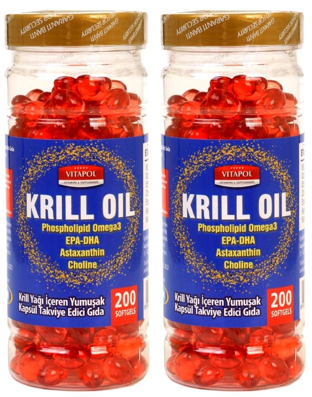 Vitapol Krill Oil 2X200 Yumuşak Kapsül Phospholipid Omega 3 Epa Dha Astaxanthin Choline