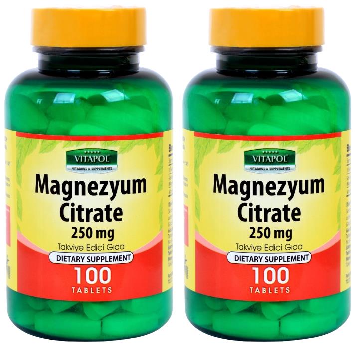 Vitapol Magnesium Citrate 2X100 Tablet Vitamin B6 Vitamini Magnezyum Sitrat