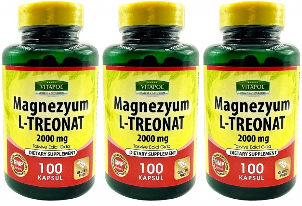 Vitapol Magnezyum L-Treonat 2000 Mg 3X100 Vegan Kapsül Magnesium L-Treonate