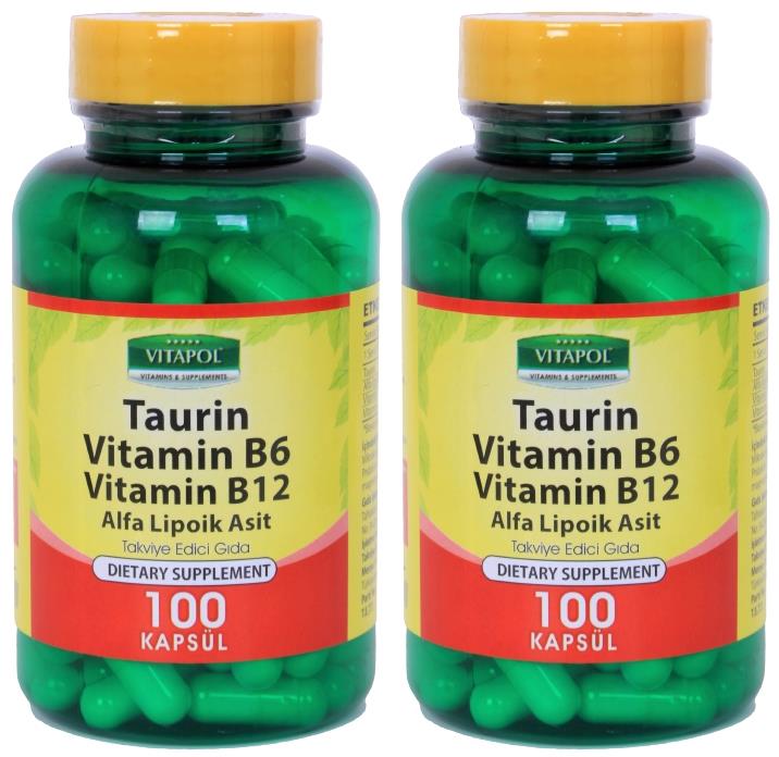 Vitapol Taurin 500 Mg Taurine 2X100 Kapsül Alfa Lipoik Asit Vitamin B6 Vitamini B12 Vitamini
