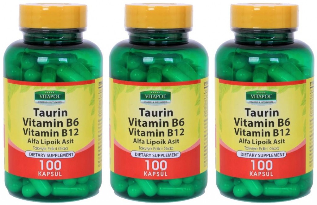 Vitapol Taurin 500 Mg Taurine 3X100 Kapsül Alfa Lipoik Asit Vitamin B6 Vitamini B12 Vitamini