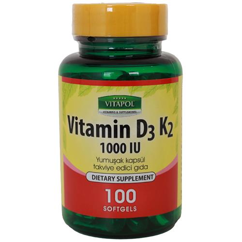 Vitapol Vitamin D3 Vitamin K2 100 Softgel D3 Vitamini K2 Vitamini