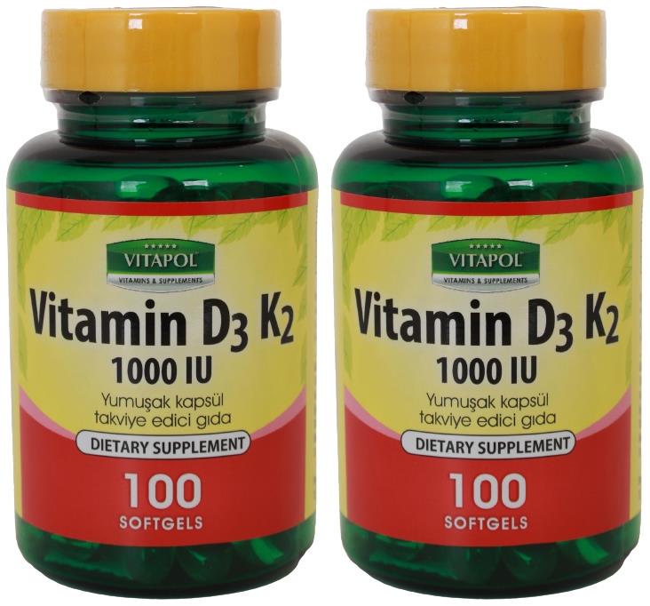 Vitapol Vitamin D3 Vitamin K2 2X100 Softgel D3 Vitamini K2 Vitamini