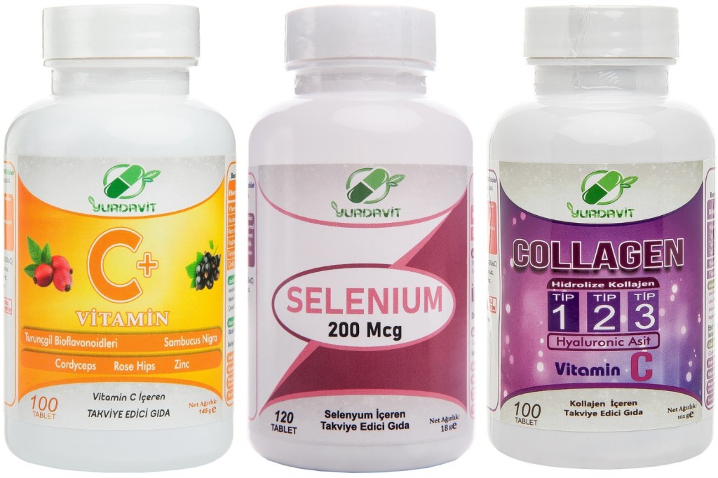 Yurdavit C Vitamini 1000 Mg 100 Tb Selenyum 200 Mcg Selenium 120 Tb Kolajen 900 Mg Type 1-2-3 100 Tb