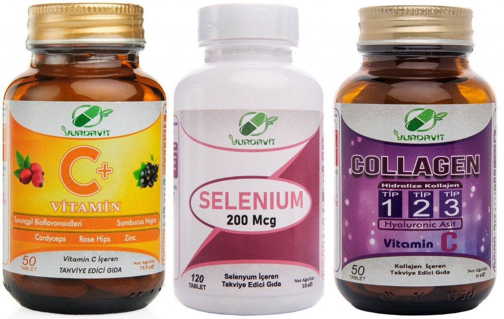 Yurdavit C Vitamini 1000 Mg 50 Tb Selenyum 200 Mcg Selenium 120 Tb Kolajen 900 Mg Type 1-2-3 50 Tb