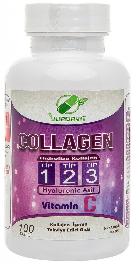 Yurdavit Hydrolyzed Collagen Type 1-2-3 100 Tablet Hyaluronic Acid Vitamin C Hidrolize Kolajen