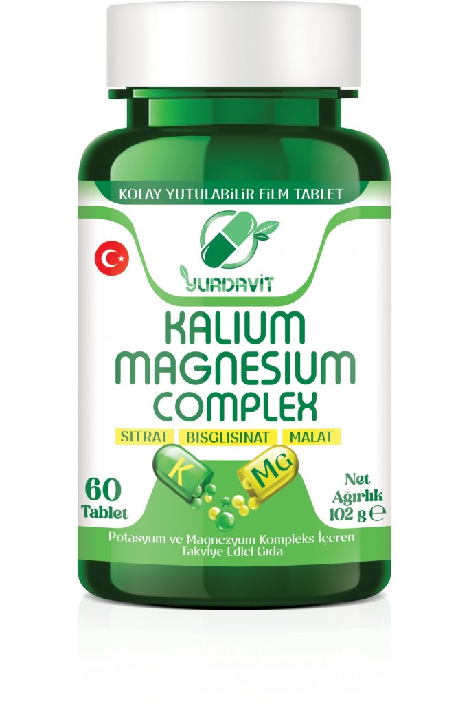 Yurdavit Potasyum Magnezyum Sitrat Malat Bisglisinat Kompleks 60 Tablet Potassium Magnesium Complex