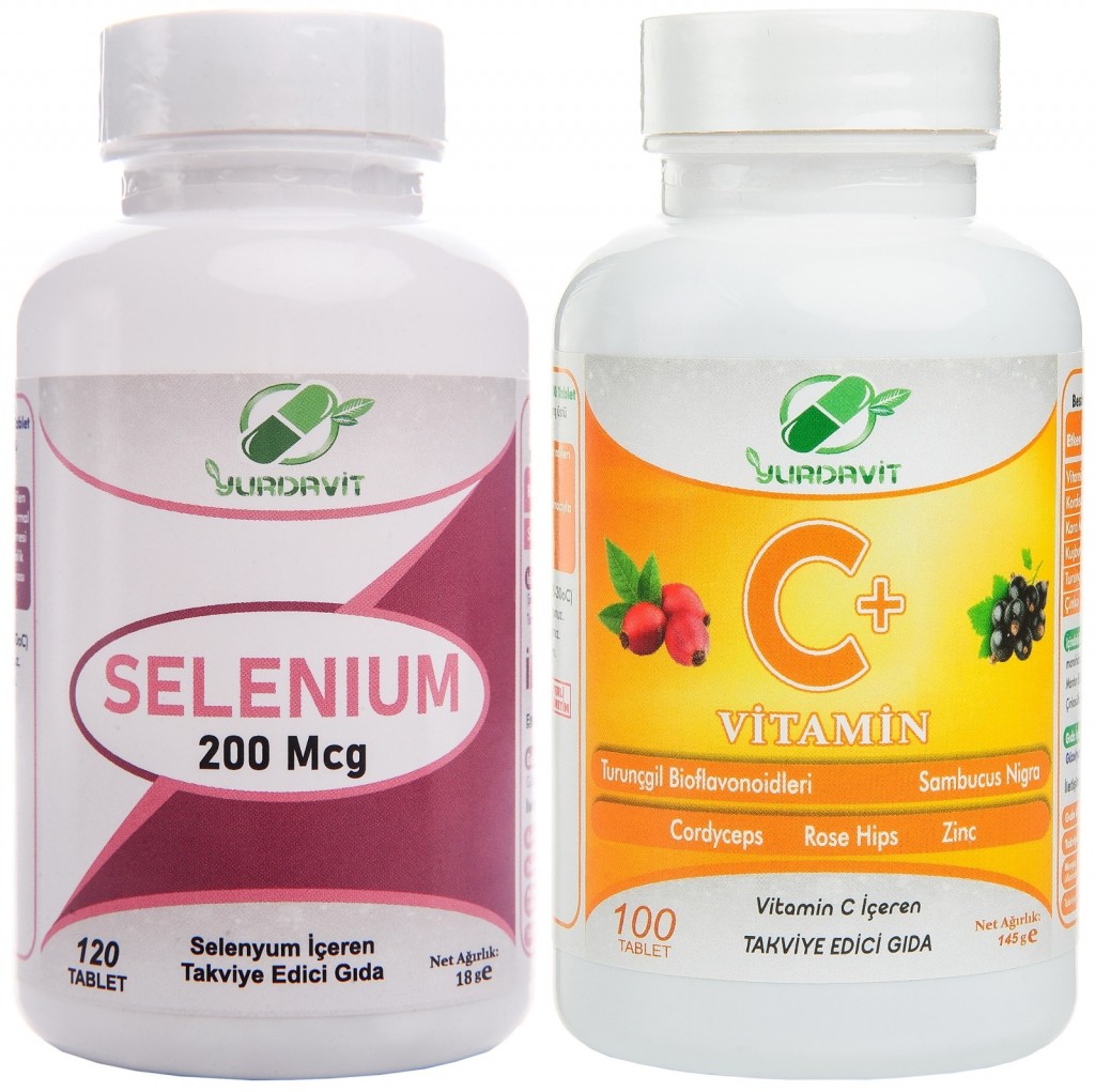 Yurdavit Selenyum 200 Mcg Selenium 120 Tablet Vitamin C 1000 Mg C Vitamini Kuşburnu Çinko 100 Tablet