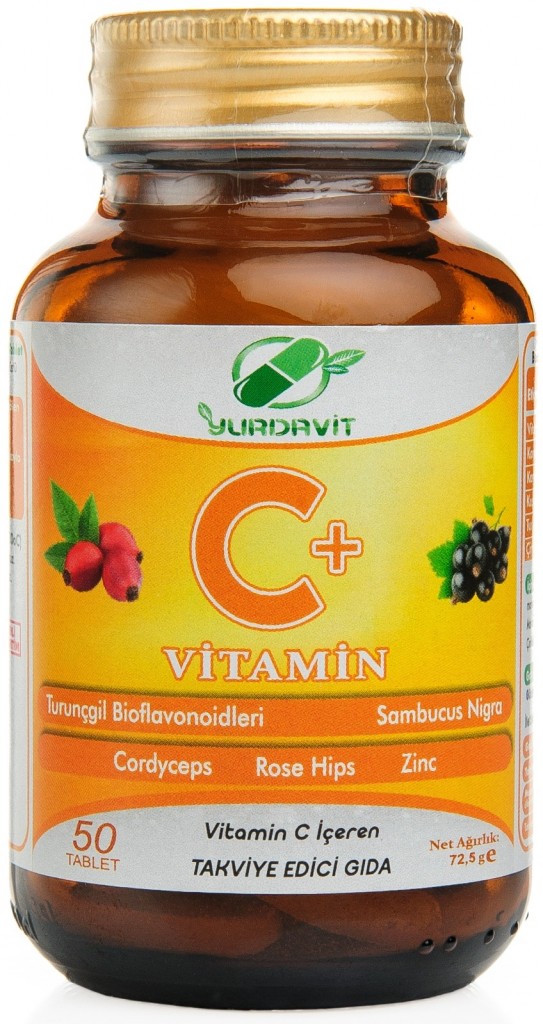 Yurdavit Vitamin C 1000 Mg Kuşburnu Kara Mürver Çinko Turunçgil Bioflavonoidleri 50 Tb Skt 10/2023