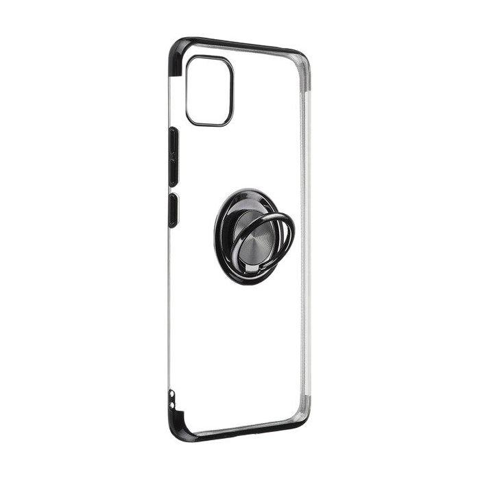 Iphone 11 Pro Max Kılıf Lüks Lazer Yüzüklü Silikon Siyah + Tam Kapatan Cam
