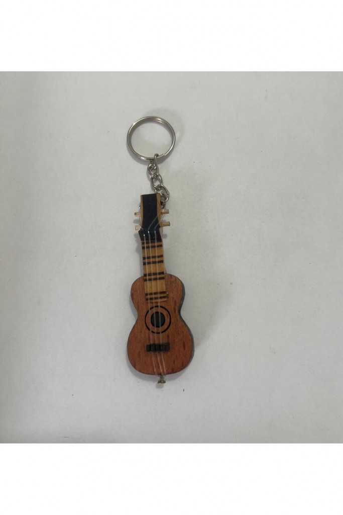 Gitar Ahşap El Yapımı Minyatür Anahtarlık Müzik Aleti Araba Süsü