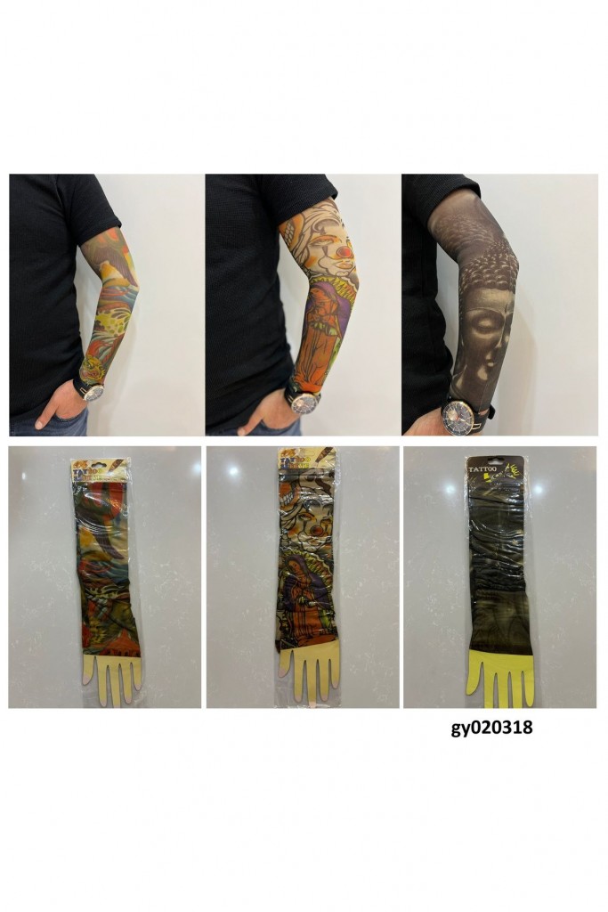 Giyilebilir Dövme 3 Çift 6 Adet Kol Çorap Dövmesi Sleeve Tattoo Set12