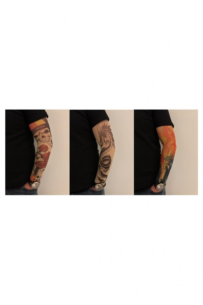 Giyilebilir Dövme 3 Çift 6 Adet Kol Çorap Dövmesi Sleeve Tattoo Set19
