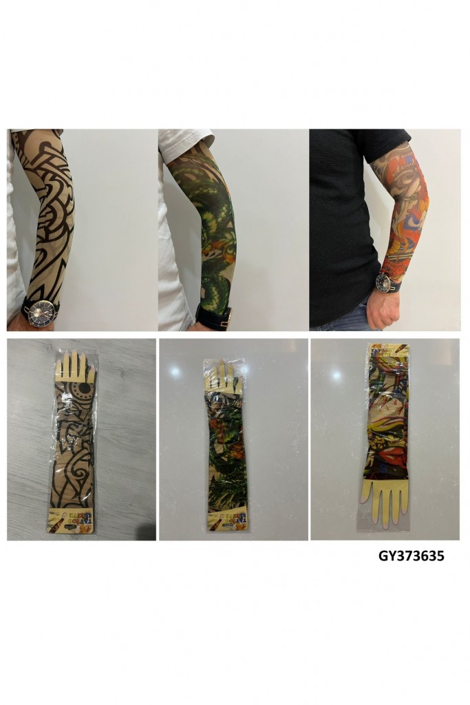 Giyilebilir Dövme 3 Çift 6 Adet Kol Çorap Dövmesi Sleeve Tattoo Set5