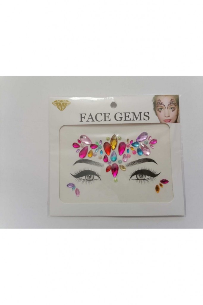 Gold Kendinden Yapışkanlı Yüz Taşı Sticker Face Gems Model4