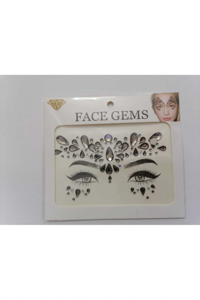Gold Kendinden Yapışkanlı Yüz Taşı Sticker Face Gems Model6