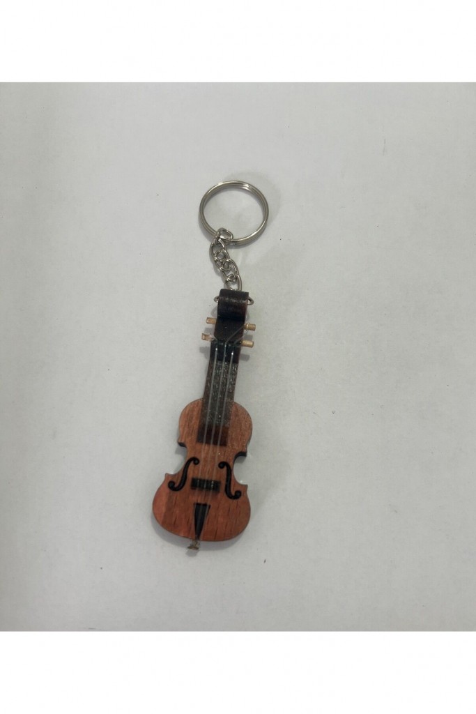 Keman Ahşap El Yapımı Minyatür Anahtarlık Müzik Aleti Araba Süsü