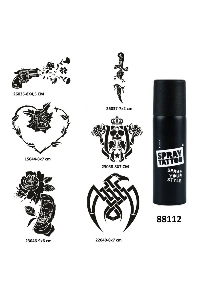 Savaş Ve Çiçek Spray Tattoo Geçici Dövme Yapma Seti Sprey Dövme Kiti