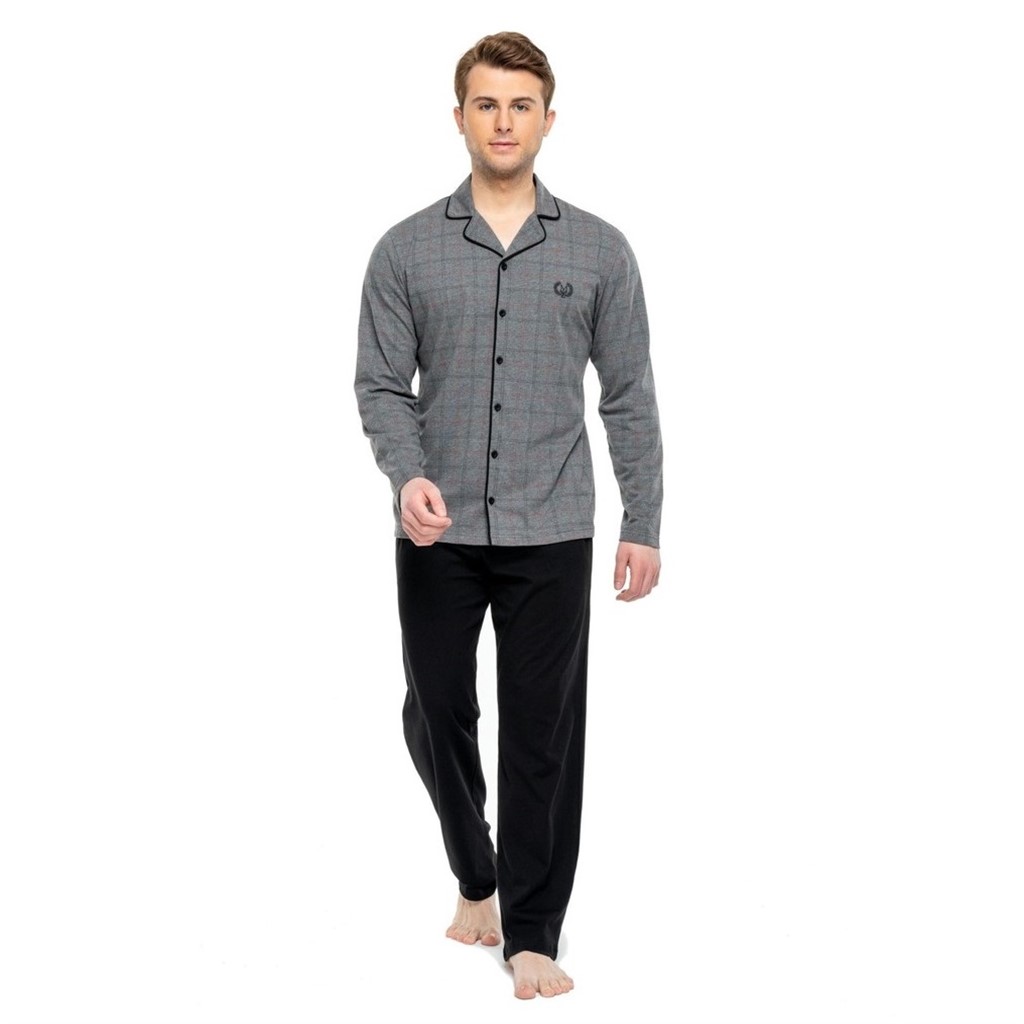 Mod Collection Pamuk Boydan Düğmeli Yakalı Erkek Pijama Takım