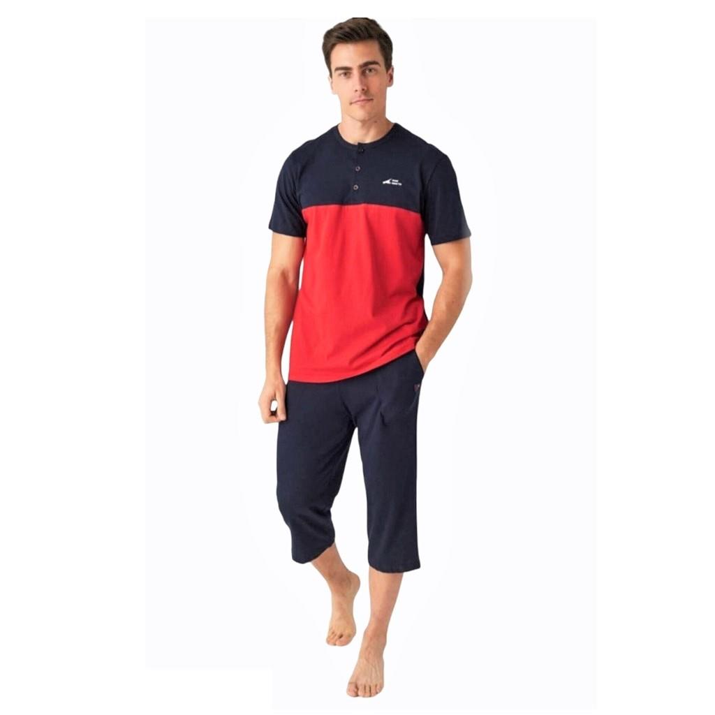 Mod Collection Pamuklu Kısa Kol Erkek Kapri Pijama Takım